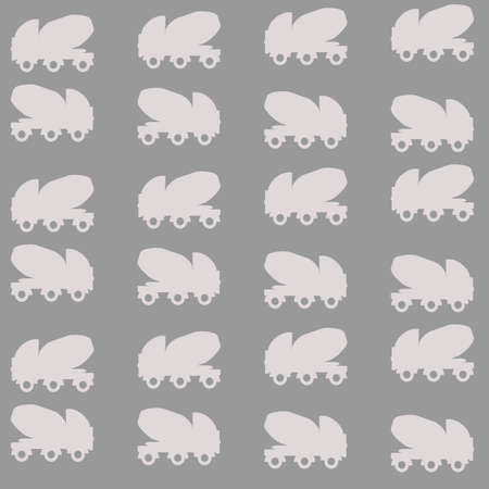 White flat mixer truck isolated on gray backdrop. Digital background vector pattern.のイラスト素材