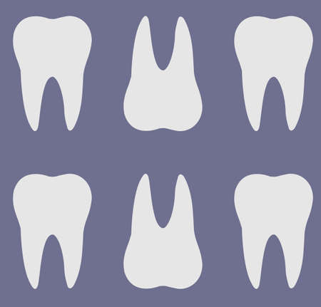 White isolated teeth silhouette on grey backdrop. Digital background vector pattern.のイラスト素材