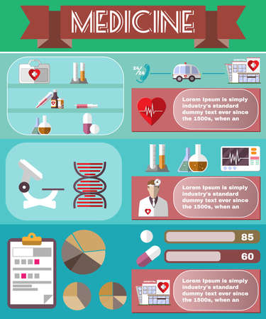 Health Design Flyer. Medical Vector Infographic. Healthcare Related Colorful Booklet. Digital Background Banner Illustration.のイラスト素材