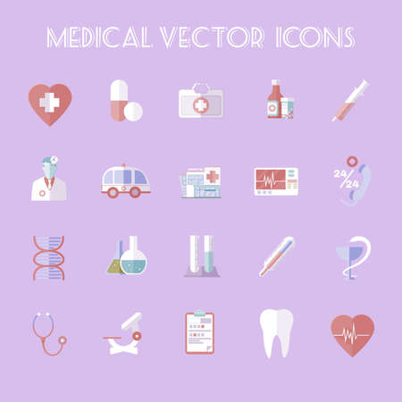 Healthcare. Colorful Medical Vector Icons Set. Digital background vector illustration.のイラスト素材