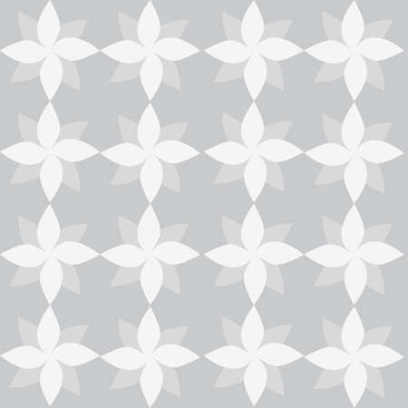 White geometrical flowers on grey backdrop. Digital background pattern.のイラスト素材