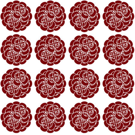 Sophisticated old fashioned floral print for fabric. Seamless pattern of burgundy flowers isolated on white backdrop. Digital background illustration.のイラスト素材