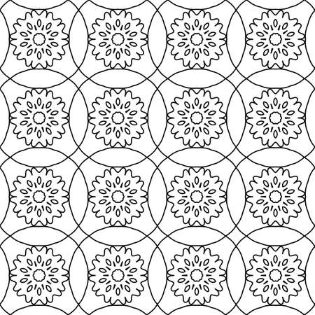 Black and white abstract flowers lace print. Digital background seamless patternのイラスト素材