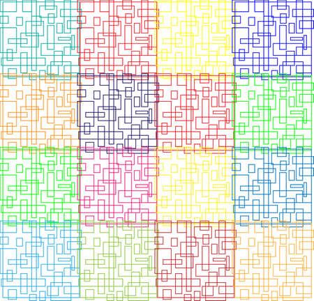 Microchip. Line art. Colorful lines on the white backdrop. Digital background pattern print.のイラスト素材