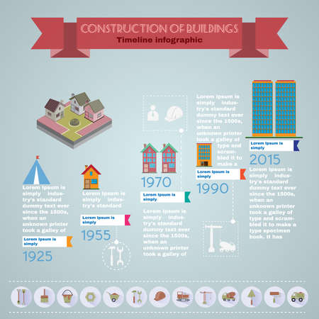 Buildings construction infographic vector illustration. Trustworthy real estate company presentation template.のイラスト素材