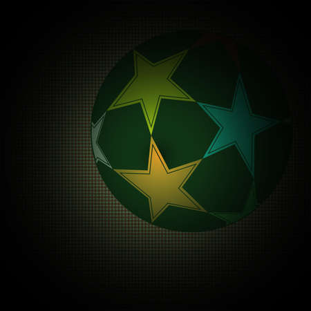 Champions league ball with stars isolated on dark backdrop. Colorful Football Soccer ball. Digital background vector illustration.のイラスト素材
