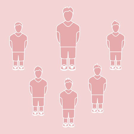 Football Soccer Baseball Volleyball Team. Red Players silhouette. Digital background Vector illustration.のイラスト素材