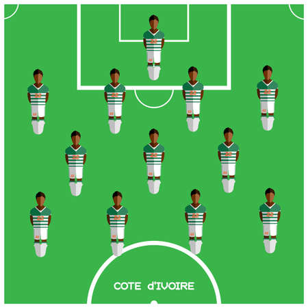 Football Soccer Players isolated on the Playfield. Computer game Football Club Playground. Digital background vector illustration.のイラスト素材