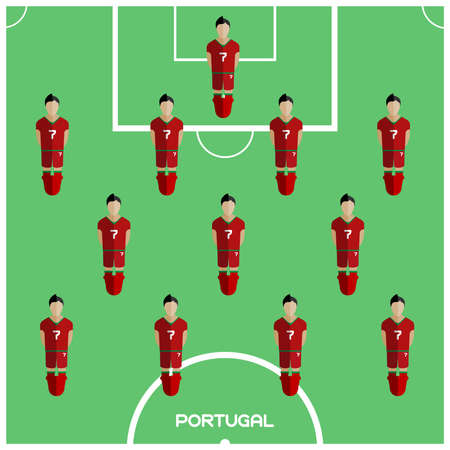 Football Soccer Players isolated on the Playfield. Computer game Football Club Playground. Digital background vector illustration.のイラスト素材