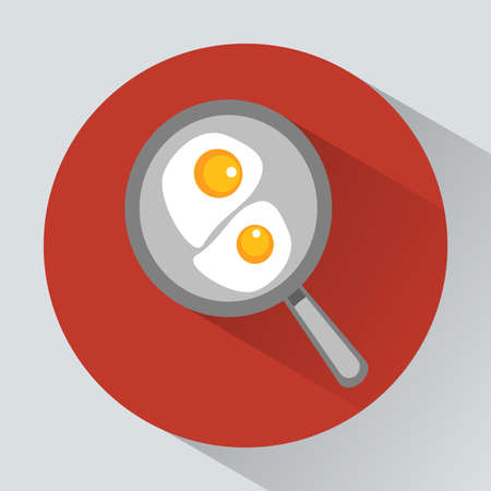 Never miss your breakfast concept. Classic English breakfast. Two fried eggs on the frying pan. Most important meal of the day. Digital vector illustration.のイラスト素材