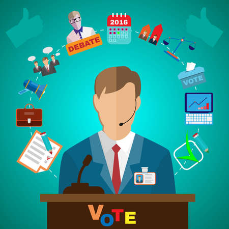 Presidential Debates Icons suited for Elections Infographics, Banner or Flyer. Digital Vector Illustrations in Flat Style. Infographics Colorful Elements.のイラスト素材