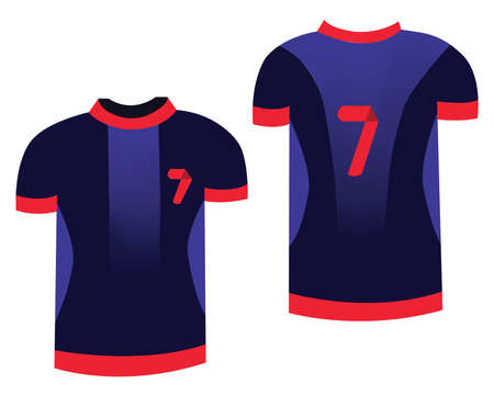 Soccer Sports Uniform. T-shirt Sportswear for Football Players. Fashion illustration on white background. Isolated vector objects of clothes.のイラスト素材
