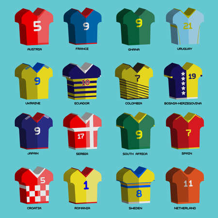 Football Soccer Baseball Volleyball Team Sportswear Uniform. Stylish design for players t-shirts front view. Vector Illustration.のイラスト素材