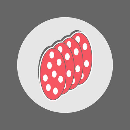 Slices of Salami round icon. Digital vector flat illustrationのイラスト素材