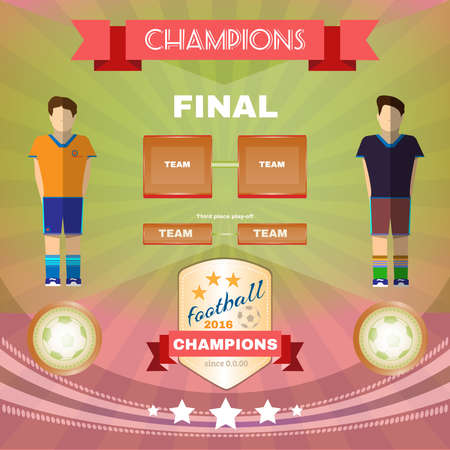 Football Soccer 2016 Game Champions Final Banner or Flyer. Soccer Match Infographic. Championship Golden Cup. Digital background vector illustration.のイラスト素材