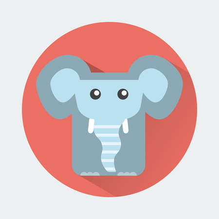 Baby Animal Round Icon. Elephant Character Design. Colorful vector illustration.のイラスト素材