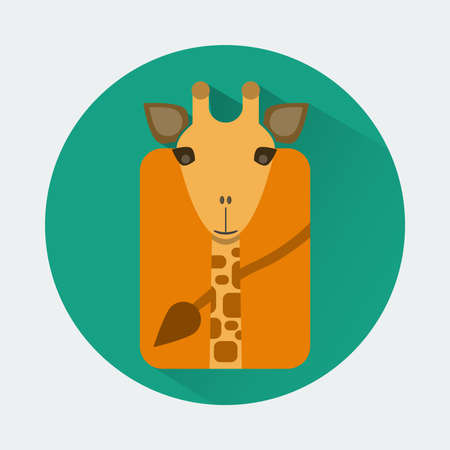 Baby Animal Round Icon. Giraffe Character Design. Colorful vector illustration.のイラスト素材