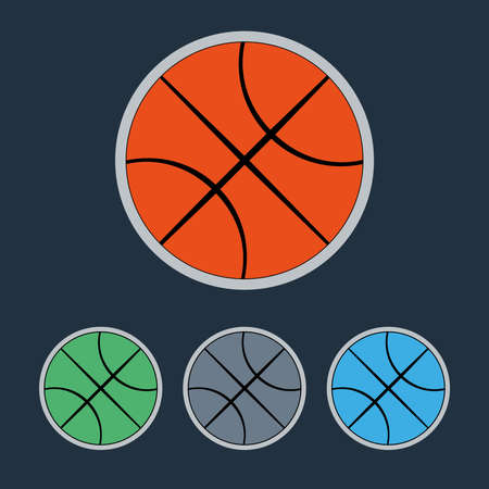 Basketball object. Ball used for playing a basketball game. Sports symbol. Vector logo illustration.のイラスト素材