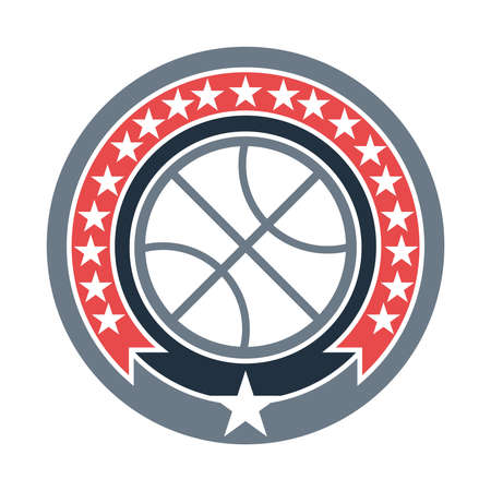 Basketball Medal Badge Template Object. Ball used for playing a basketball game. のイラスト素材
