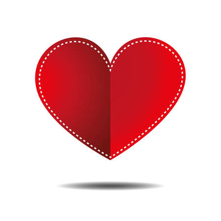 Happy Valentine's Day Greeting Card. Stitched Heart Shape with drop shadow under it. Digital background vector illustration.のイラスト素材