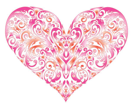 Big Heart Swirl Design isolated on white. Happy Valentines Day Card. Digital background vector illustration.のイラスト素材