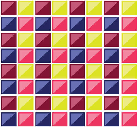Colorful rectangular tiles. Multiple rectangles forming a mosaic. Colorful squares crossed by diagonals. Digital vector background illustration.のイラスト素材