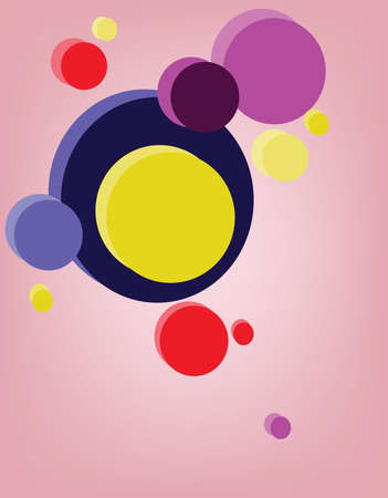 Circular composition. Multiple colorful circles placed one near another. Graphic design banner illustration template. Digital vector background image.のイラスト素材