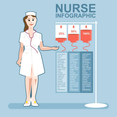 Nurse presenting an infographic, medical healthcare designのイラスト素材