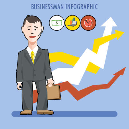Business man presenting an infographicのイラスト素材