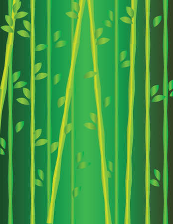 Green and yellow growing branches with leaves. Digital background vector illustration.のイラスト素材