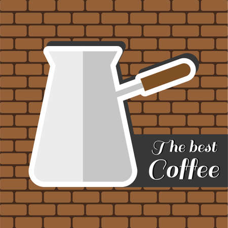 A jur of coffee, with the best coffee inscription, in outlines, over a brown background with bricks, digital vector imageのイラスト素材