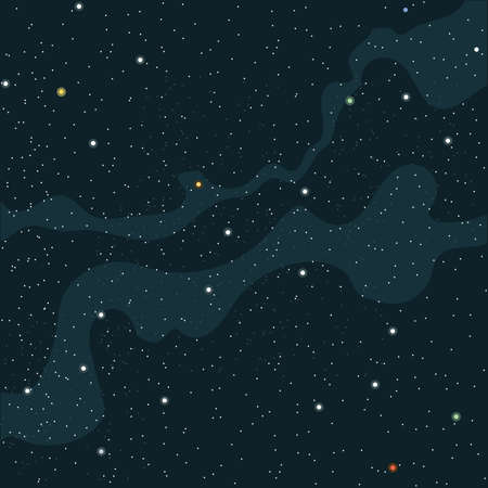 Space and cosmic view of the universe with stars, planets and galaxies. Digital vector image.のイラスト素材