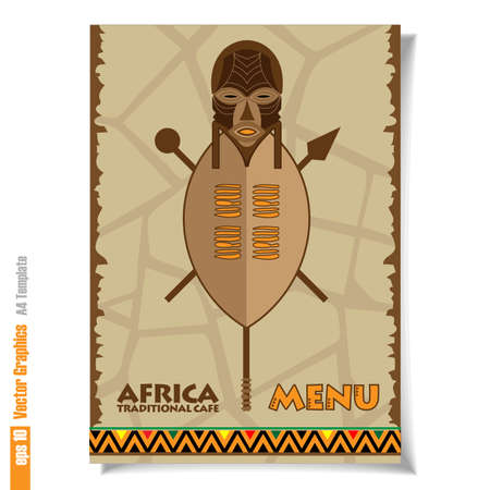 Flyer and banner of Africa traditional cafe menu. Digital vector image.のイラスト素材