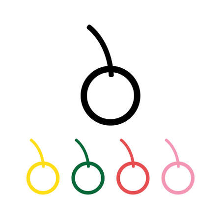 Flat cherry icon set over white background. Black, yellow, green, red and pink. Digital vector imageのイラスト素材