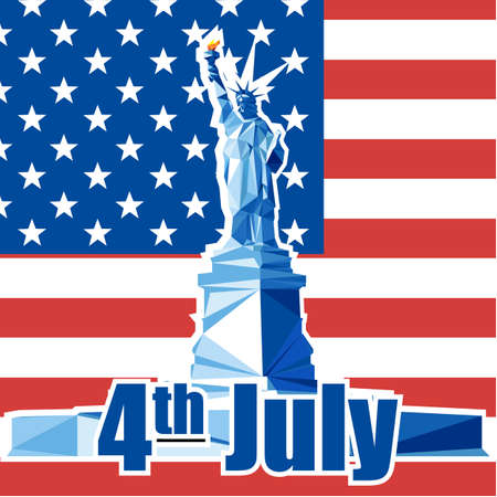 Fourth of july independence day card, with statue of liberty. Digital vector imageのイラスト素材