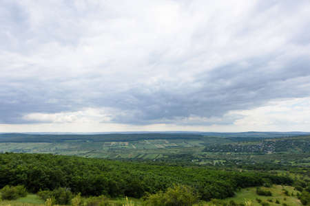 View on moldovan village green landscape in summer timeの写真素材