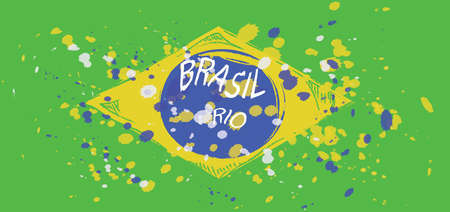 Brasil with national flag colors, hand drawn style. Digital vector image.のイラスト素材