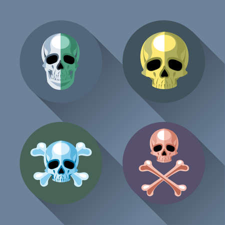 Skull and bones set flat style. Digital vector imageのイラスト素材