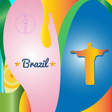 Abstract Brazil and statue design over colored background. Digital vector imageのイラスト素材