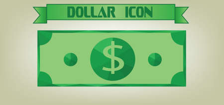 Dollar icon with money design and ribbon, flat style. Digital vector imageのイラスト素材