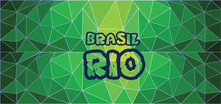 Brasil, rio card with text over green background with abstract triangles.のイラスト素材