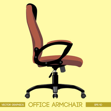 Black and brown modern office armchair over yellow background. Digital vector imageのイラスト素材