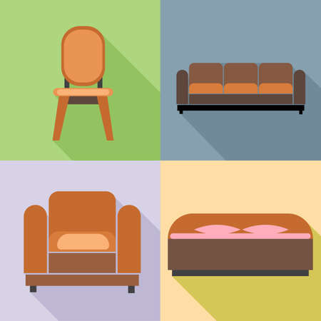 Furniture set, in outlines. Digital vector imageのイラスト素材