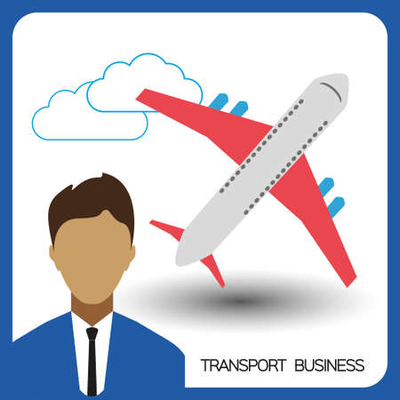 Transport business with a person and plane, flat design. Digital vector imageのイラスト素材