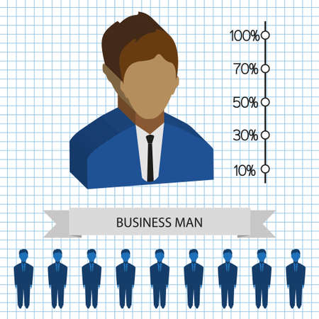 Businessman profiles icons with chart, flat style. Digital vector imageのイラスト素材