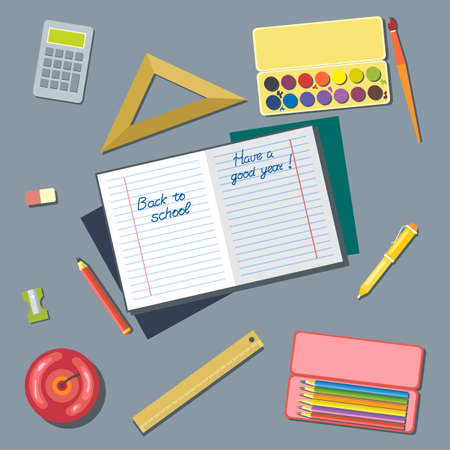 Welcome back to school and have a good year card. Digital vector imageのイラスト素材