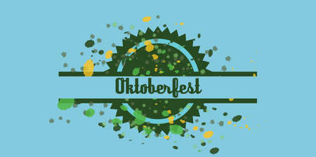Vector Oktoberfest beer festival with color dots over blue background, flat style.のイラスト素材
