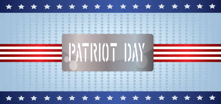 Vector Patriot Day, with blue and red stripes and stars over blue background.のイラスト素材