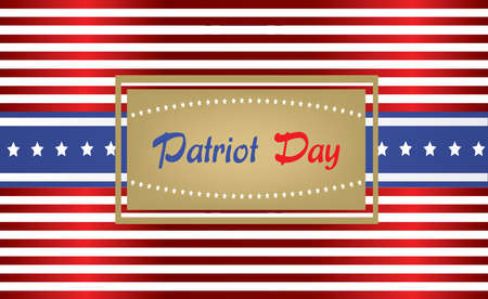 Vector Patriot Day, with blue and red stripes and stars over white background.のイラスト素材