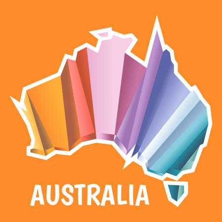 Digital vector australia map with abstract colored triangles and white outline, flat styleのイラスト素材